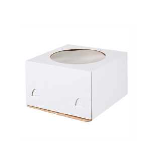 Коробка для торта ЕВ 350 320х320х350 БЕЛАЯ с окном эконом ForG