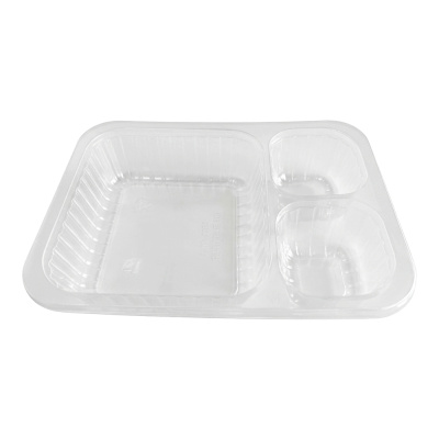 Лоток под запайку ПП 187х137х37 3-секц (70,15,15) прозрачный Продакшен Лайн