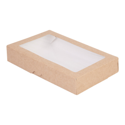 Контейнер-бумажный-1000-мл-195х120х40-прямоуг-крафтбелый-с-окном-Tabox-PRO-OSQ