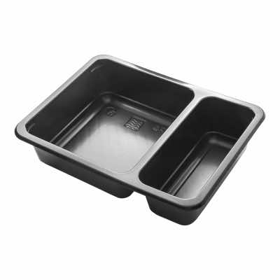 Контейнер-под-горячее-прямоуг-800-мл-190х144х45-2-секц-черный-без-крышки-ПП