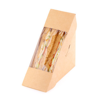 Упаковка для сэндвича SANDWICH 40 126x126x41 КРАФТ с окном OSQ Упаковка для сэндвича SANDWICH 40 126x126x41 КРАФТ с окном OSQ