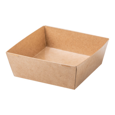 Контейнер-бумажный-550-мл-130х130х49-квадрат-крафткрафт-без-крышки-OSQ